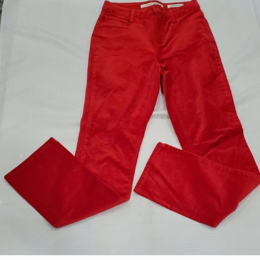 Nwot Jones New York Bold Red Velvet Feel Jeans - Picture 4 of 12